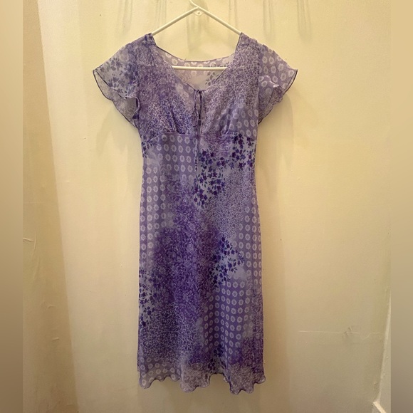 Y2K Sheer Lined Patchwork Midi Dress - Picture 1 of 9
